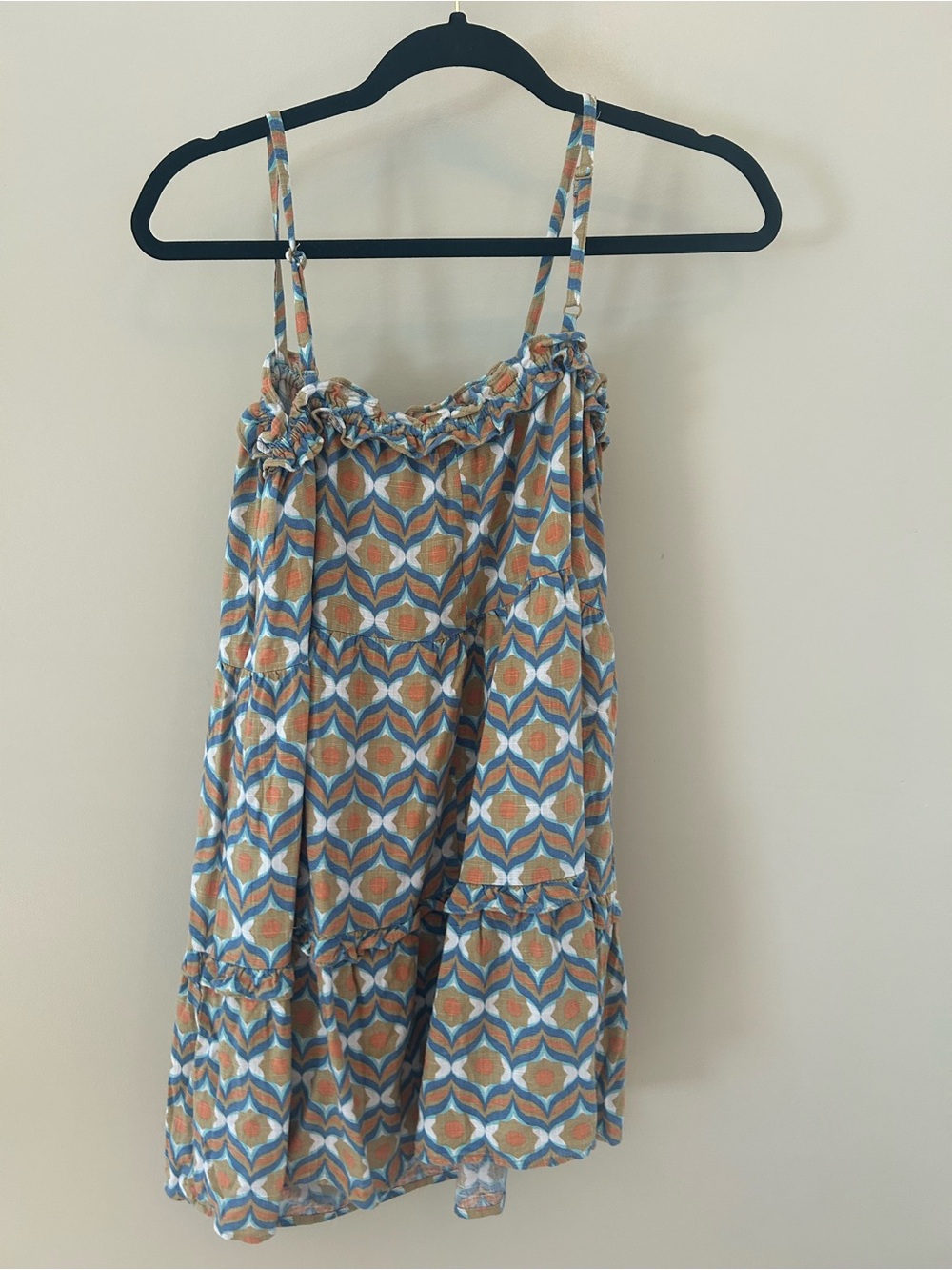 a.n.a Blue and Orange Geometric Mini Sundress